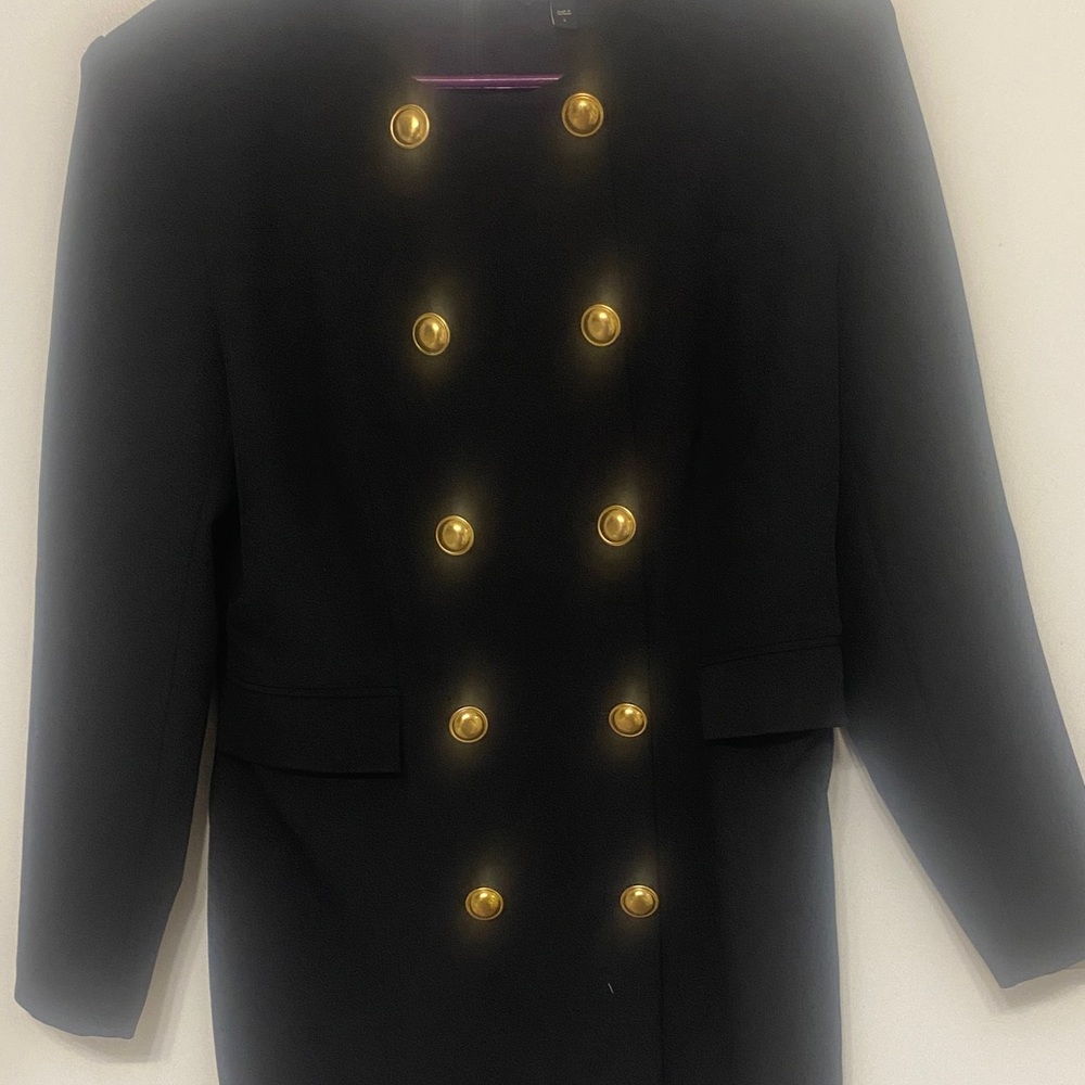 Express Black Double-Breasted Dress with Gold Buttons